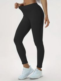 Women's Yoga Pants High Waist Lift High Elastic Tight Fitness Trousers (Option: Black-L)